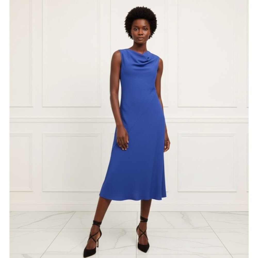NWT MM. Lafleur Priya 1.0 in Royal Blue Eco Heavy Soft Wave Cowl Neck Dress XXL
